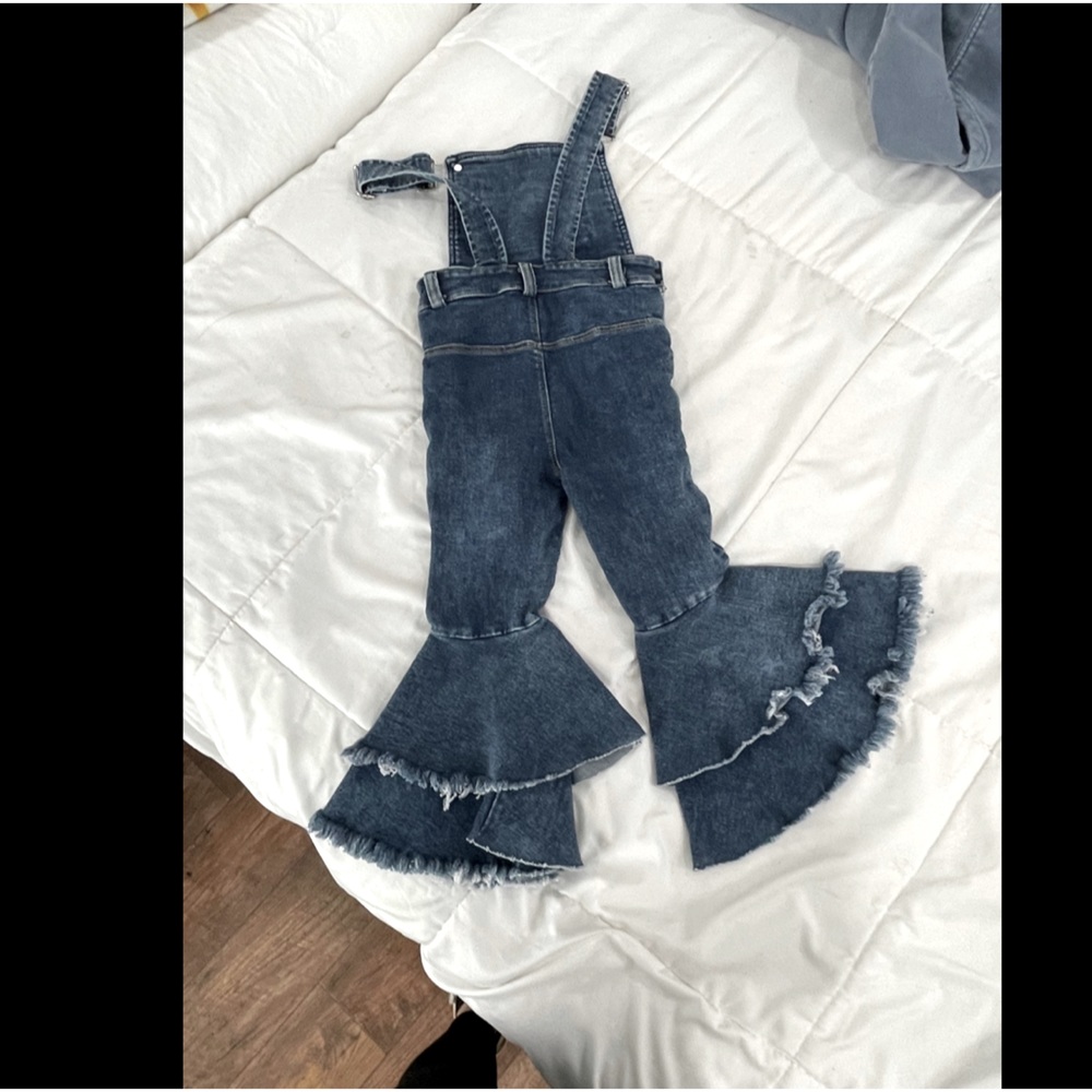 Girls 3T bell bottom denim overalls